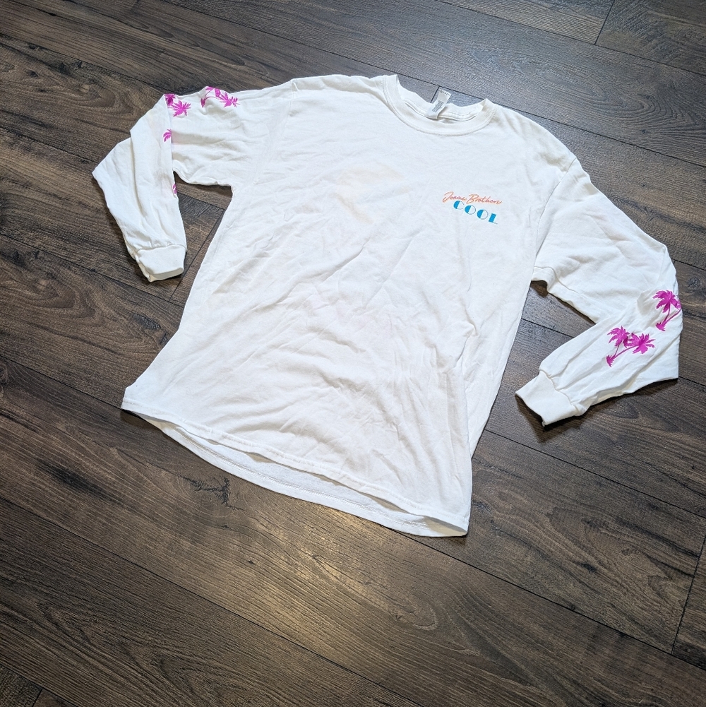 Jonas Brothers Cool Band Tour Promo Long-Sleeve Tee Pink Palm Details Size Large